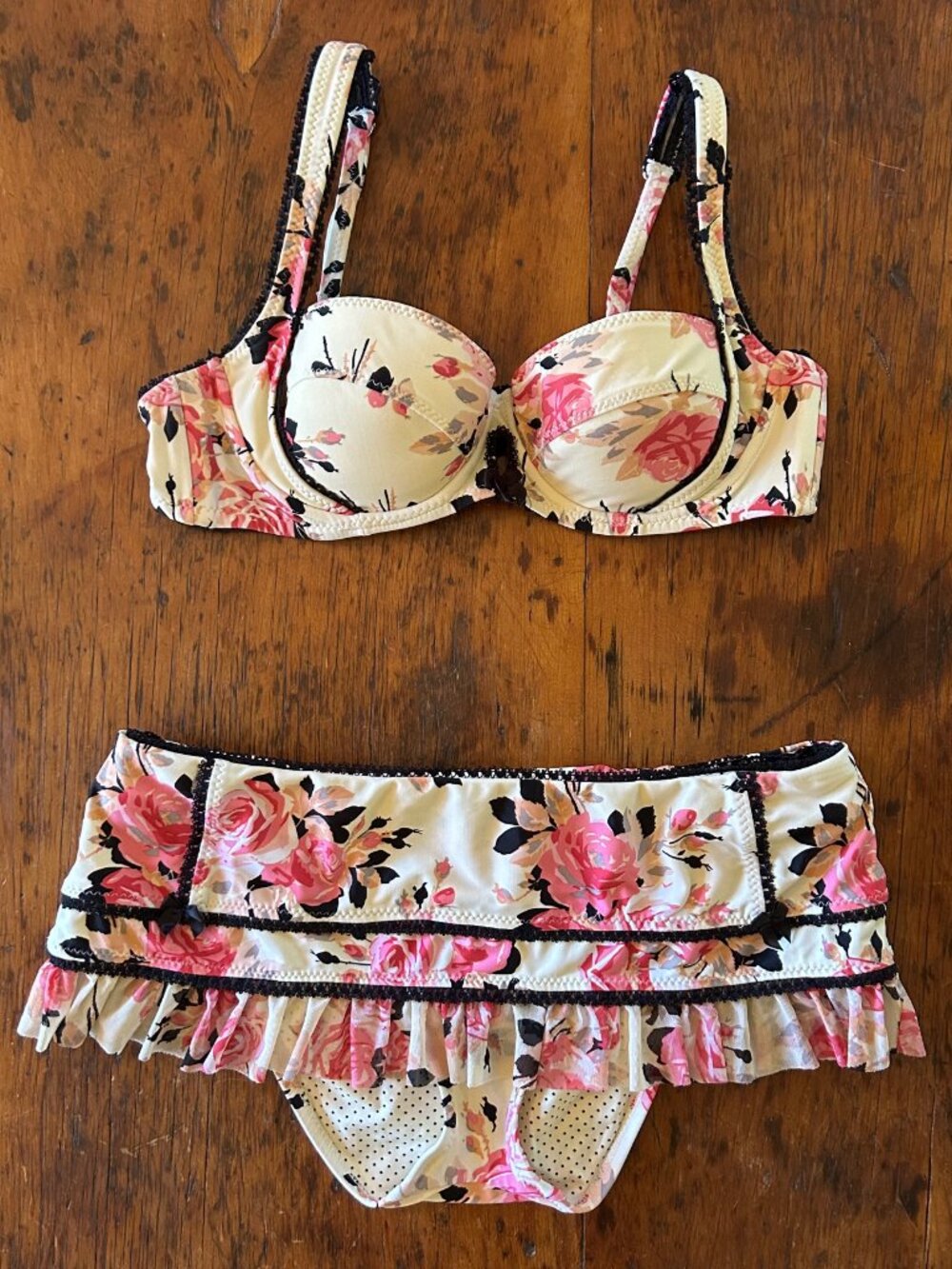 Vintage Betsey Johnson Gypsy Rose Floral Bikini